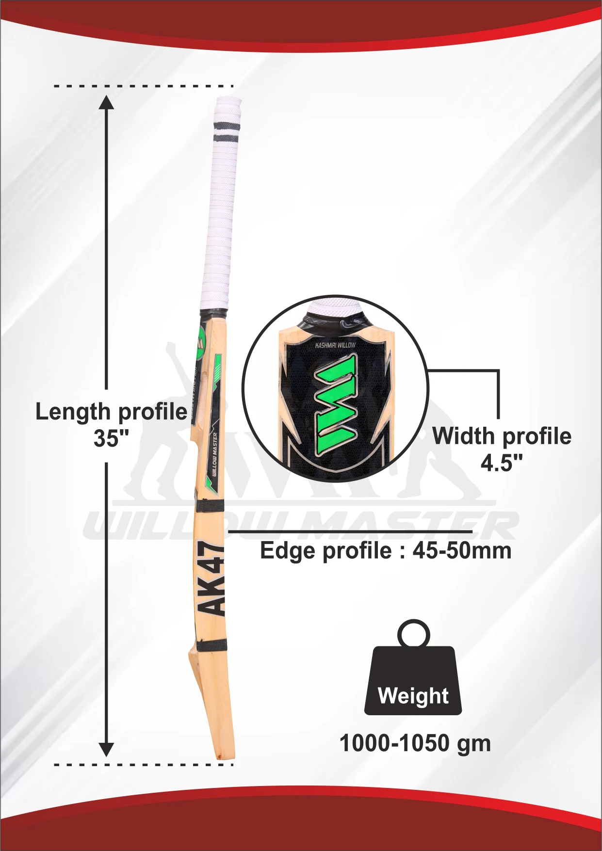 Willow Master Triple Blade 4 Capsule Kashmir Willow Cricket Bat - Image 7