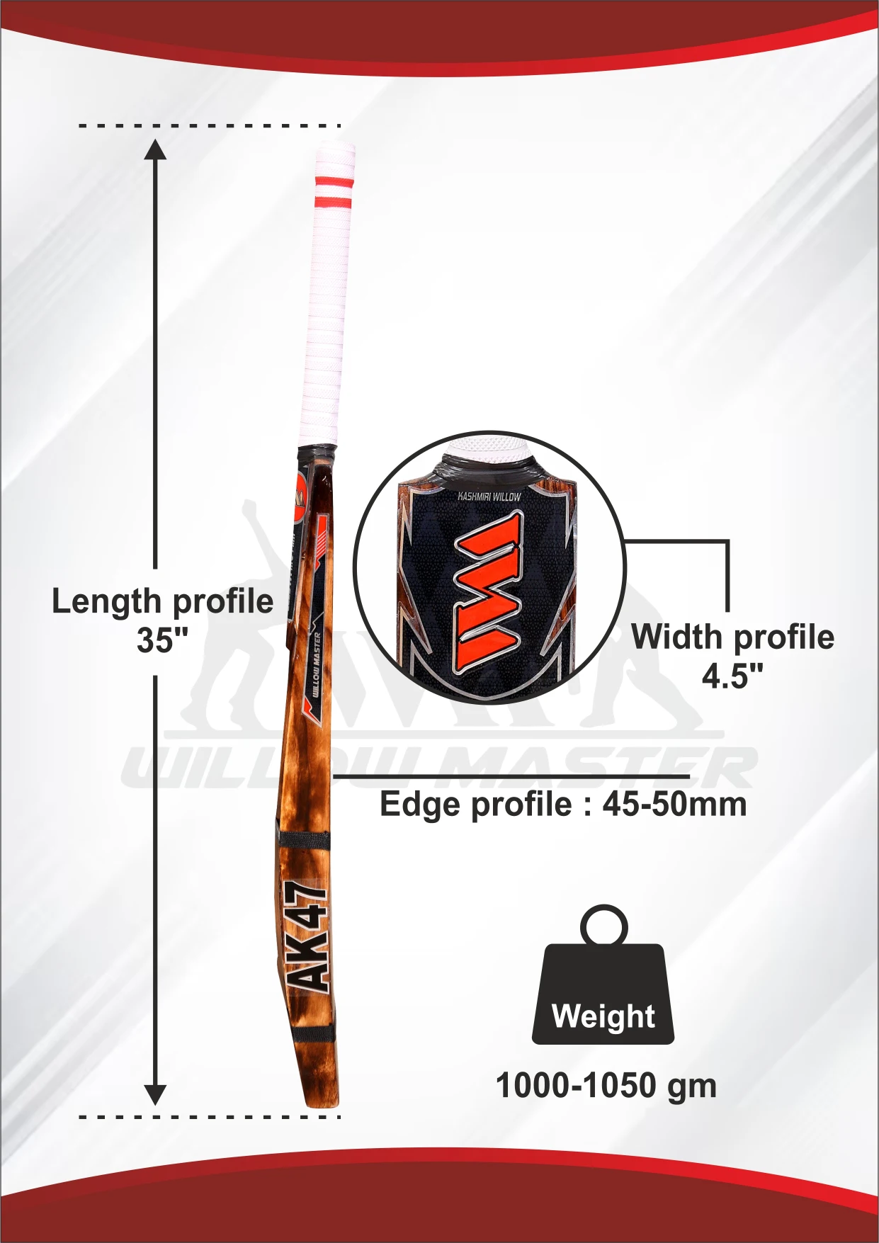 Willow Master Ak47 Triple Blade 4 Capsule Cricket Bat - Image 7